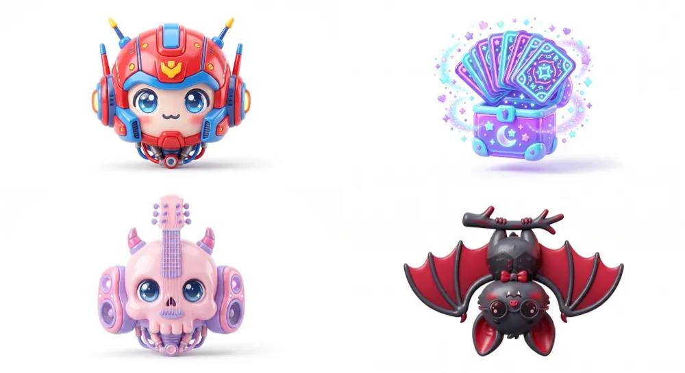 Cute 3D Kawaii Icons