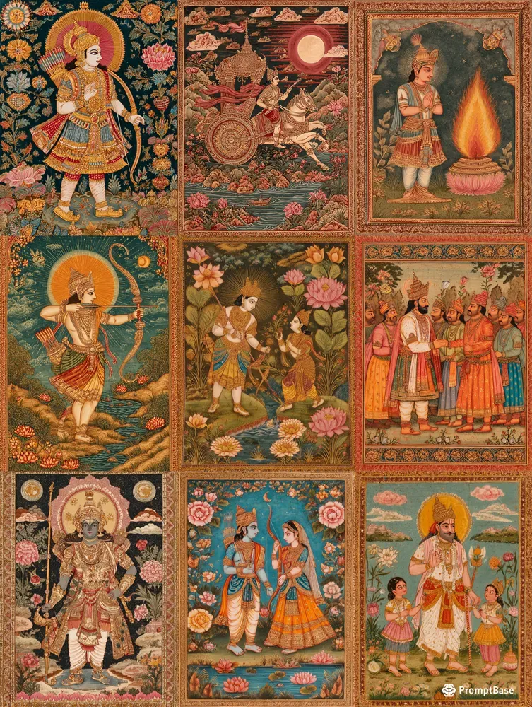 Mahabharata Indian Miniature Paintings