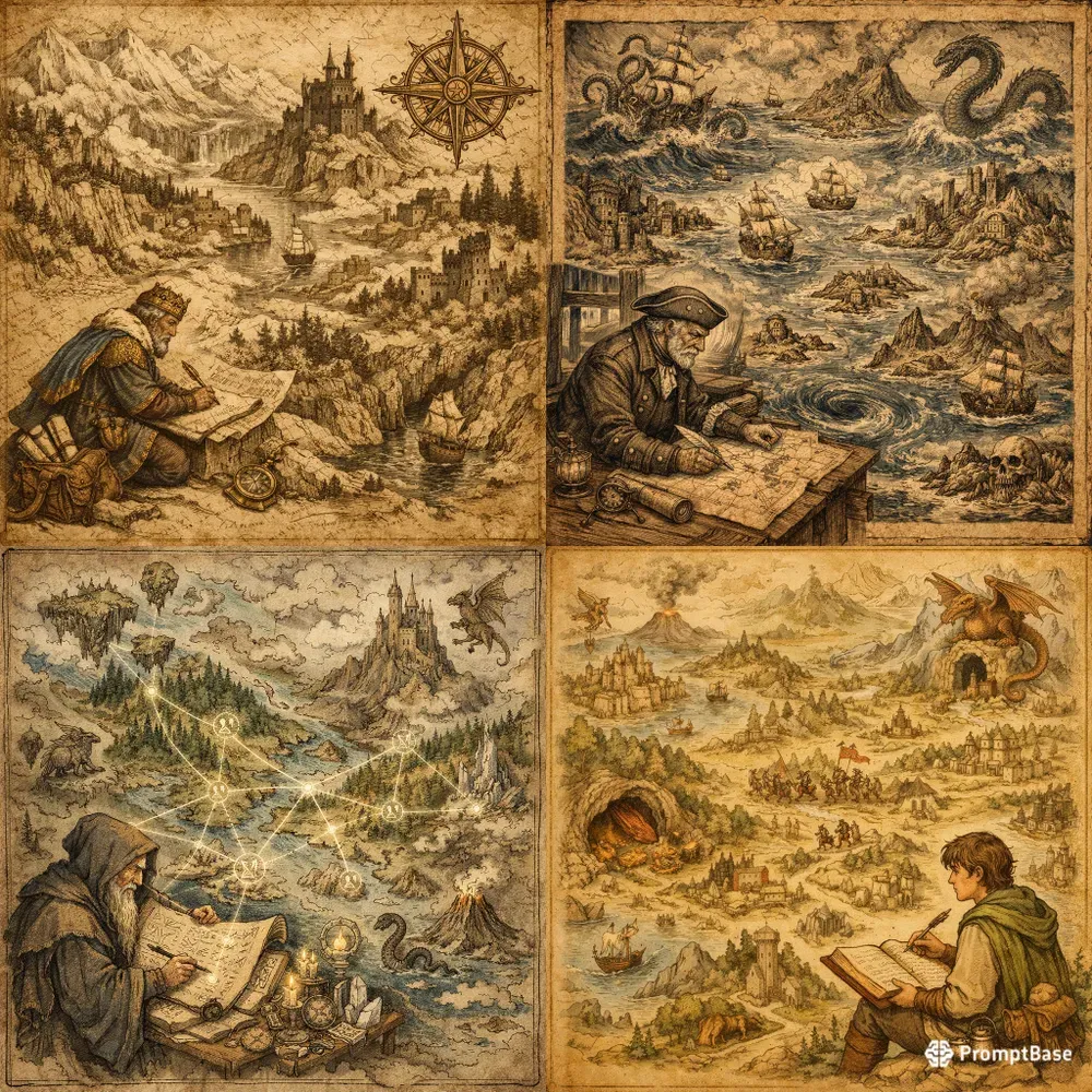 Handdrawn Fantasy Map Illustrations
