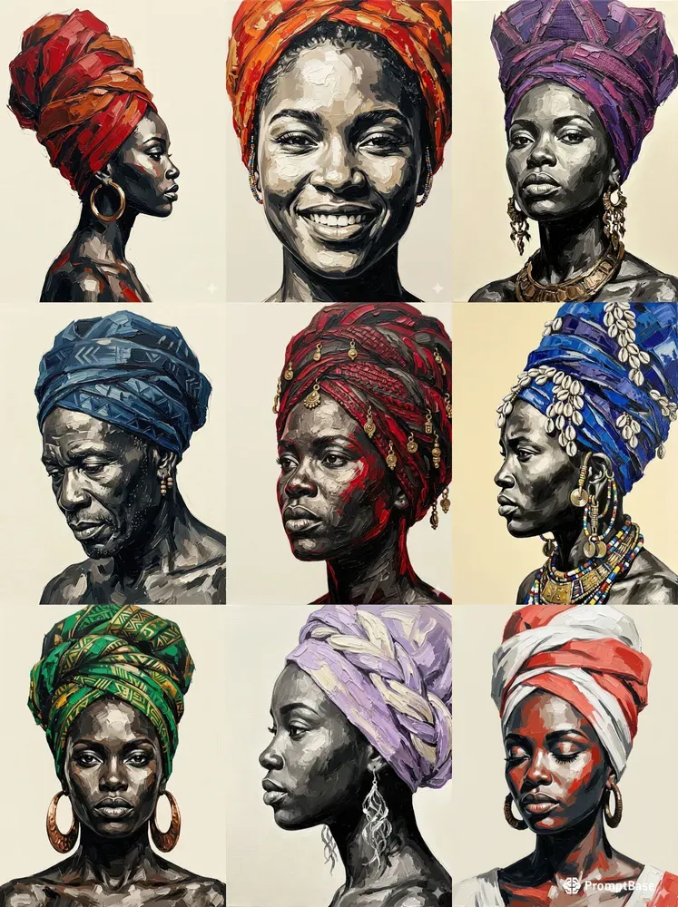 African Impasto Acrylic Portrait Art