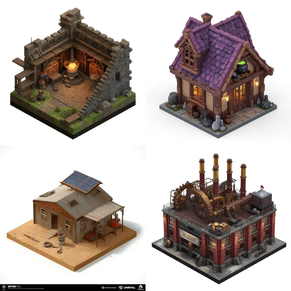 Isometric 3D Game Buildings