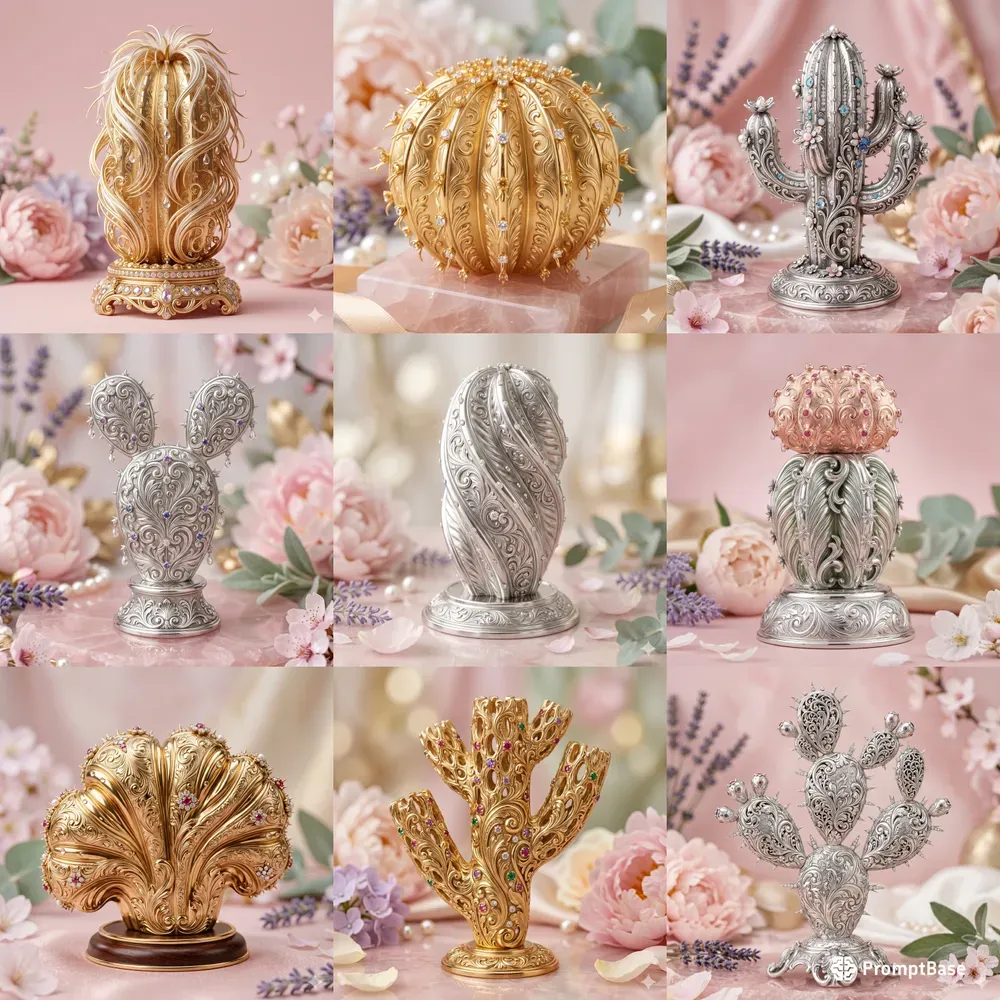 Metal Cacti Ornaments