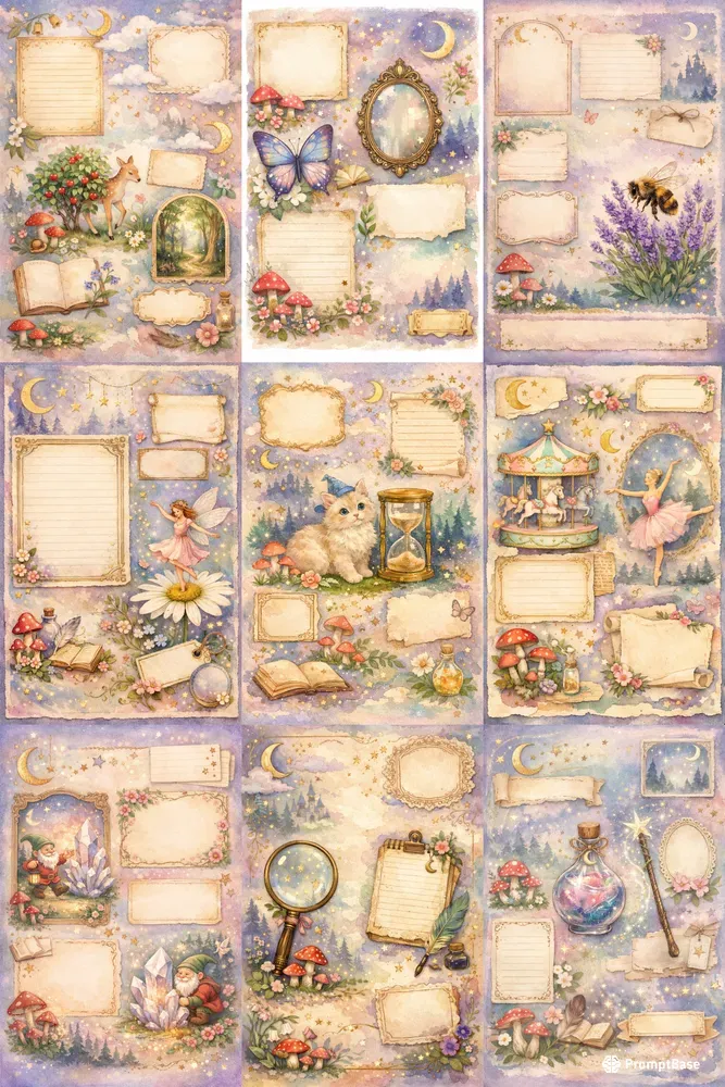 Magical Fantasy Junk Journal Sheets