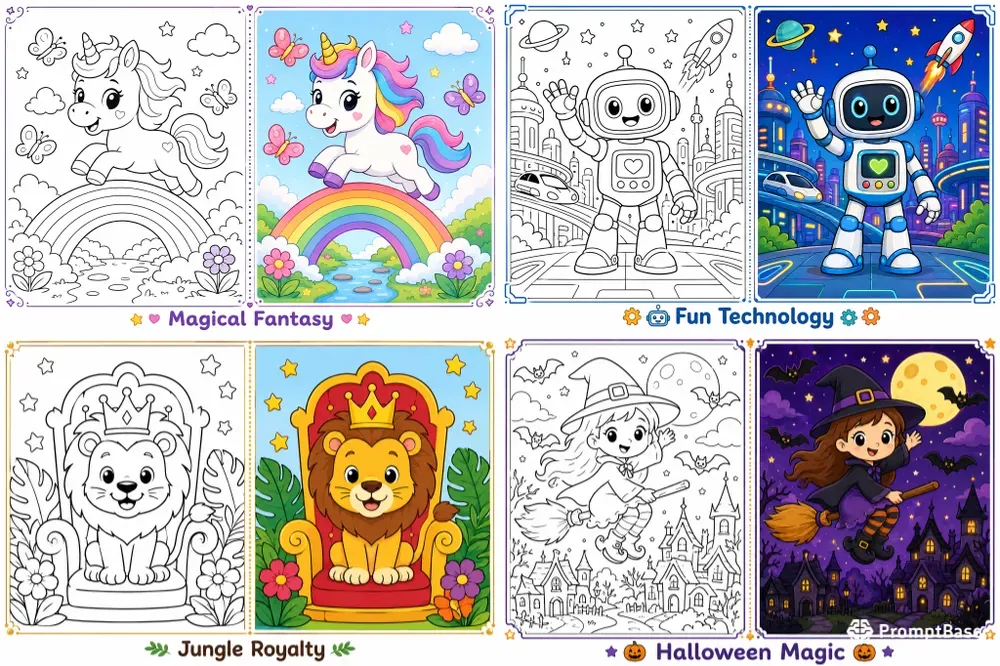 Split Coloring Book Pages 4K