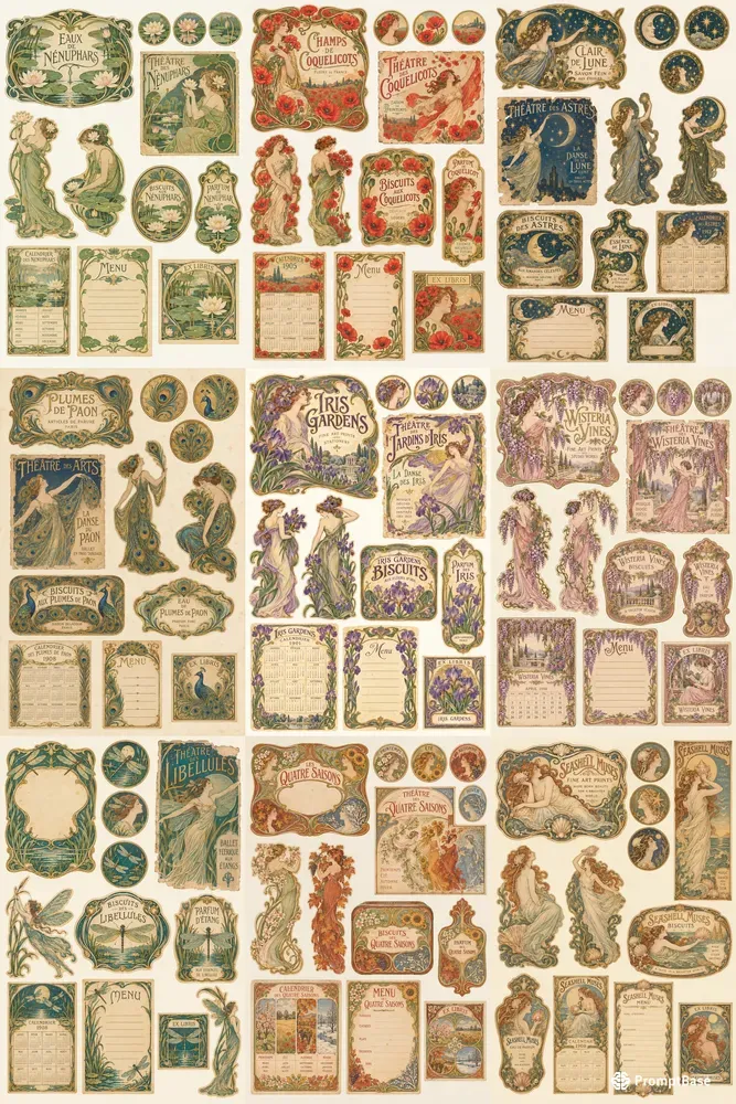 Art Nouveau Ephemera Sheets