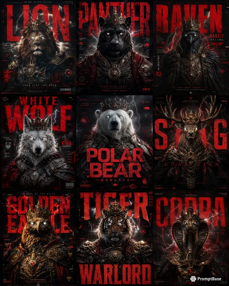 Mythic Animal Glitch Posters