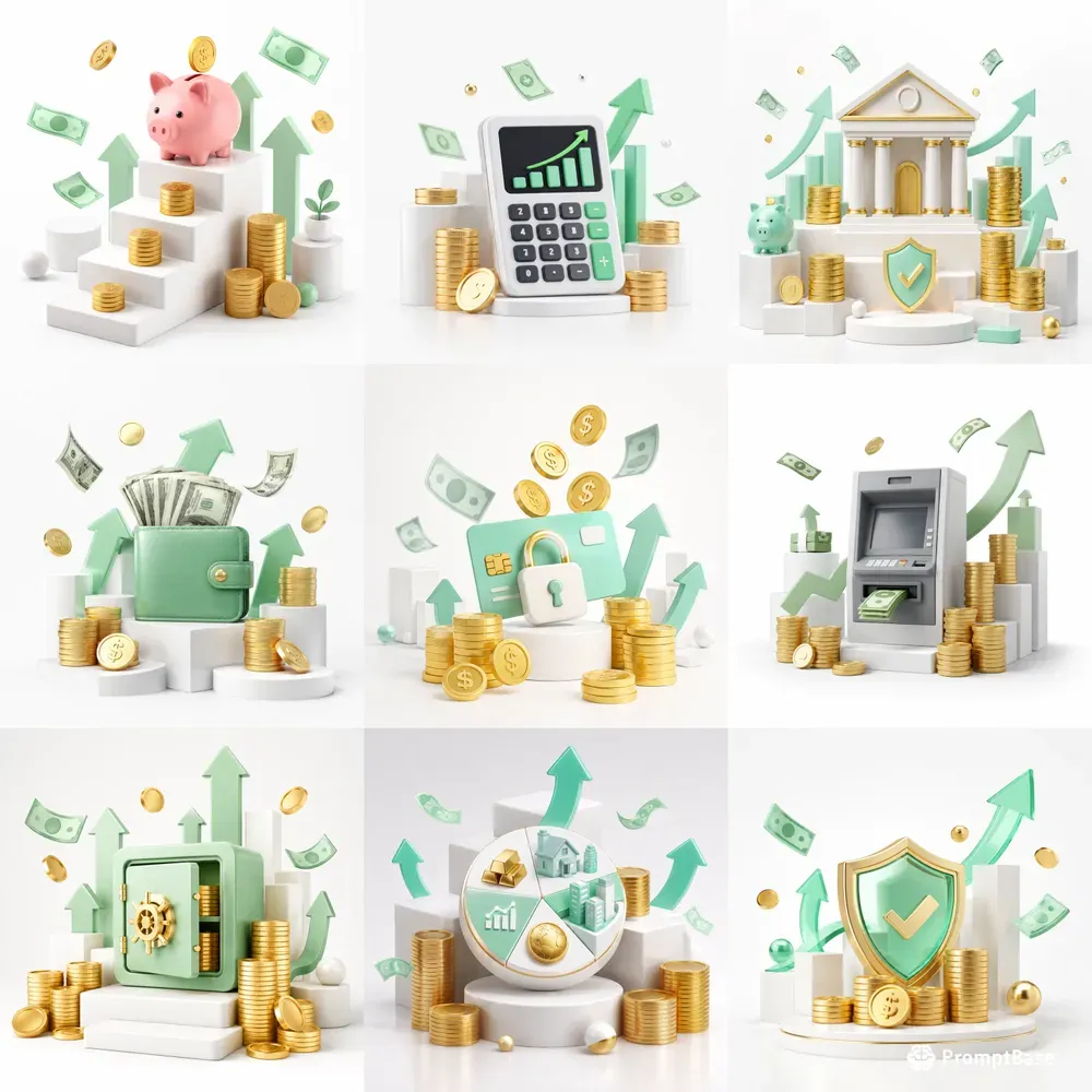 3D Finance Growth Icons