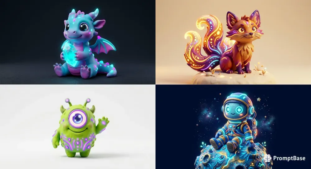 3D Bioluminescent Clay Characters