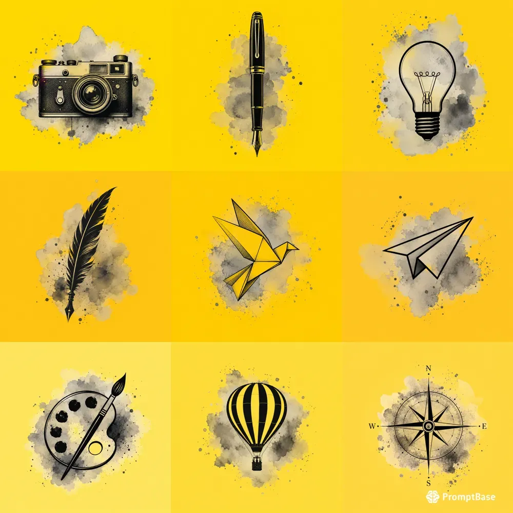 Yellow Watercolor Logo Icons Packs