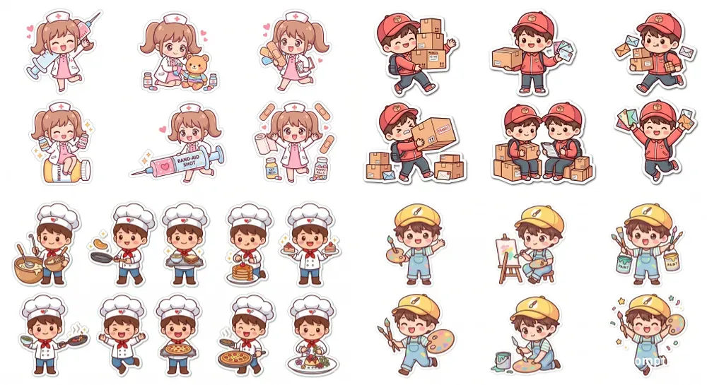 Cute Kawaii Chibi Character Pose Sheets