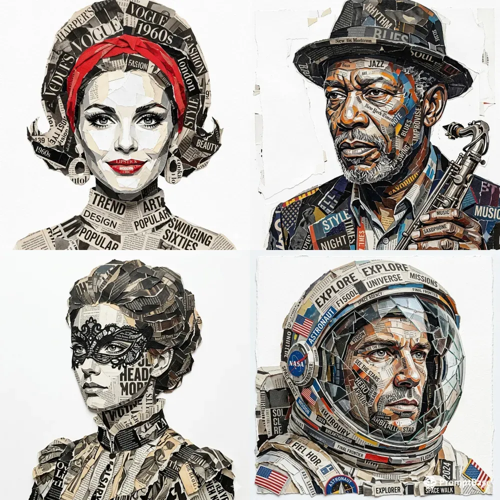 Newspaper Collage Portraits