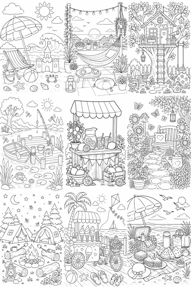 Cozy Summer Coloring Pages