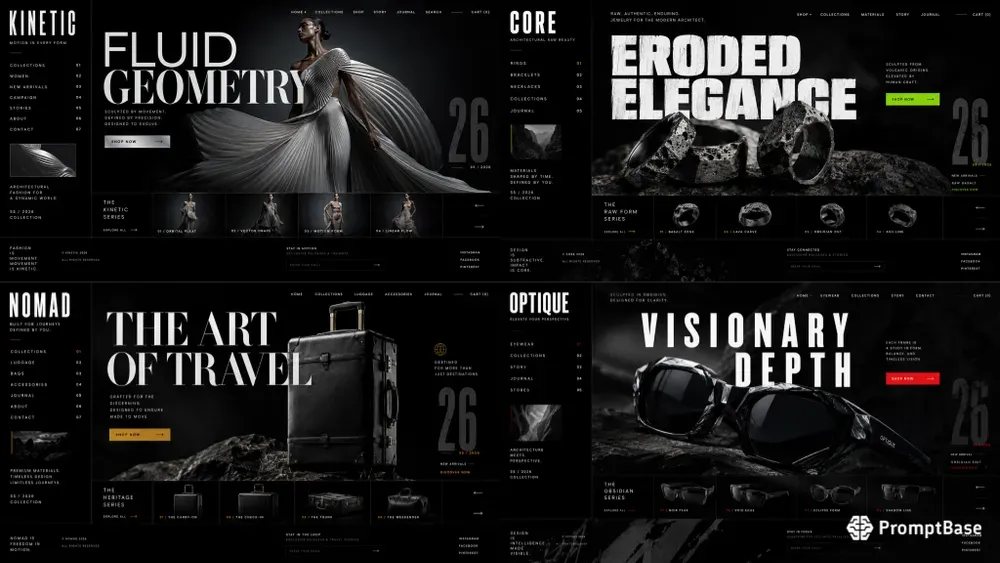 Luxury Fashion Landing Page UI Mockups