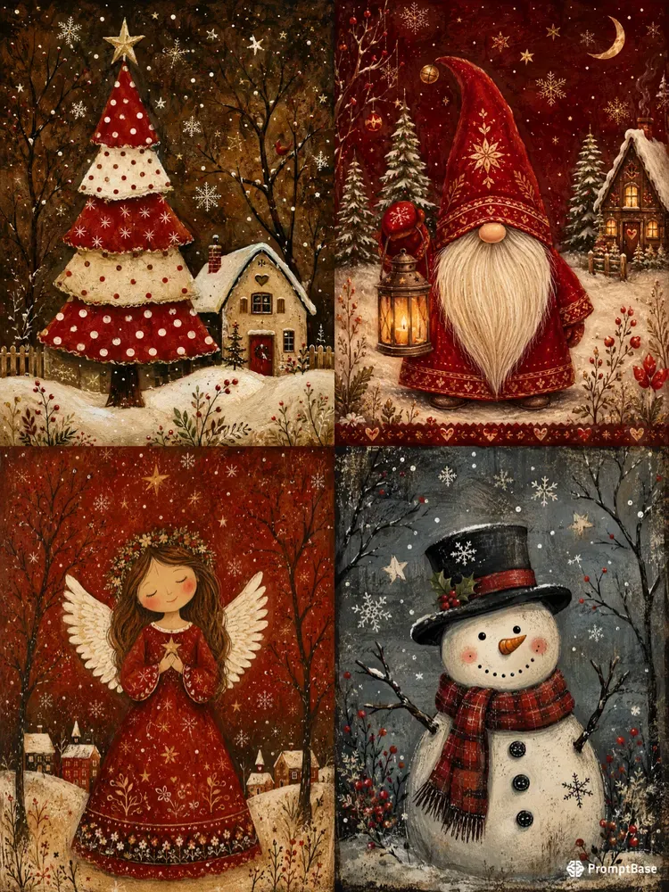 Whimsical Christmas Folk Art Journals