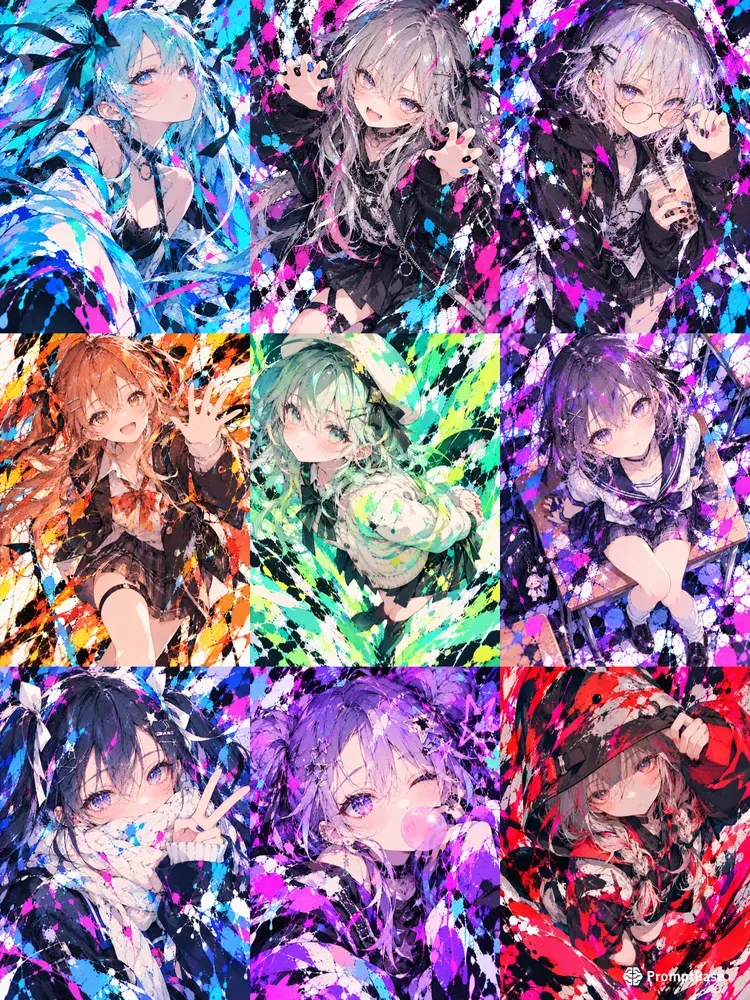 Kawaii Vivid Girls Colorful