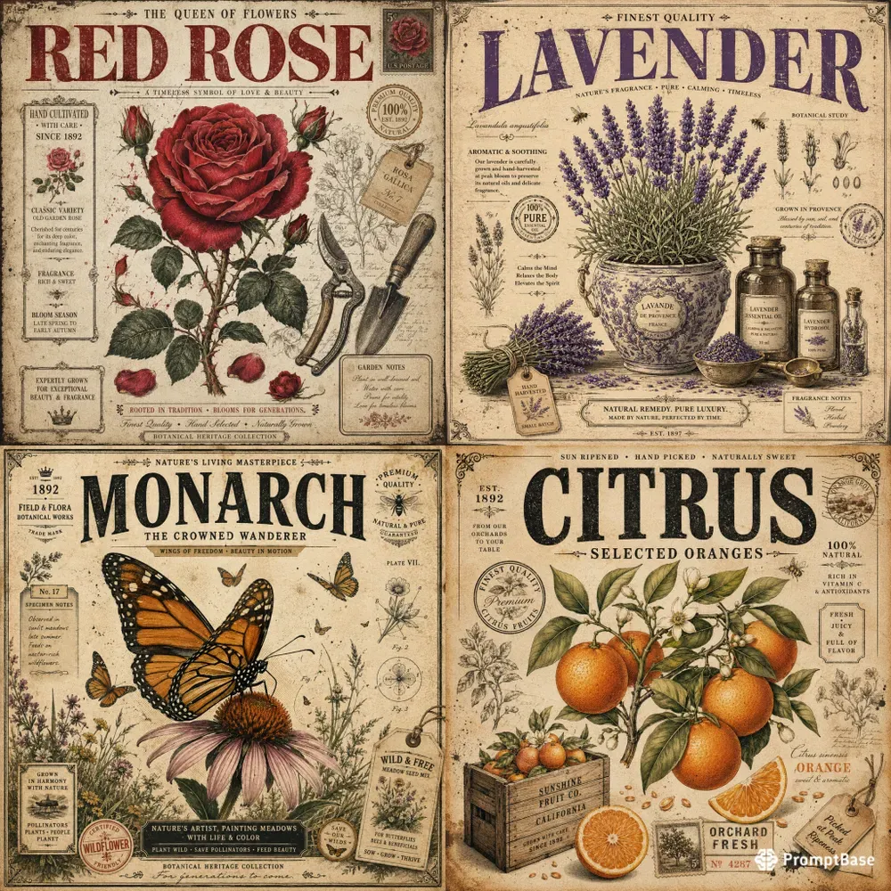 Vintage Botanical Heritage Posters