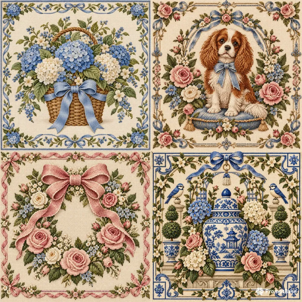 Grandmillennial Needlepoint Embroidery