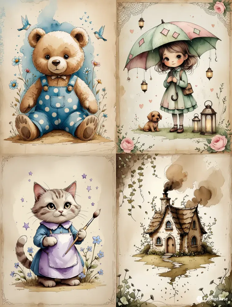 Cozy Whimsical Kids Journal Art