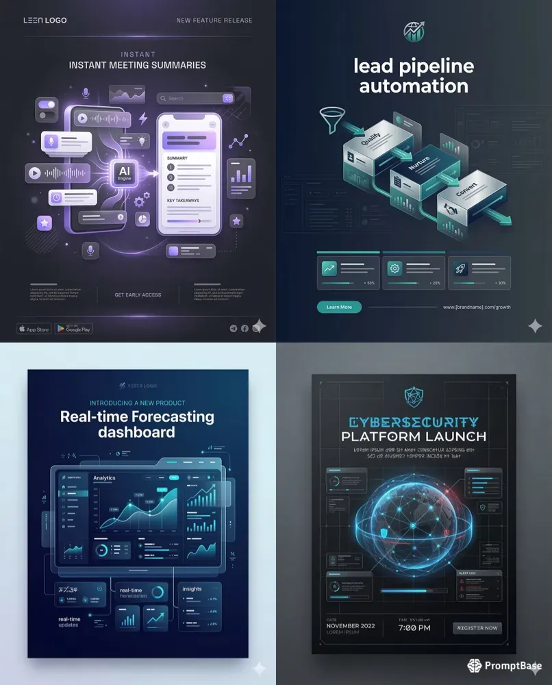 Clean Saas Launch Posters