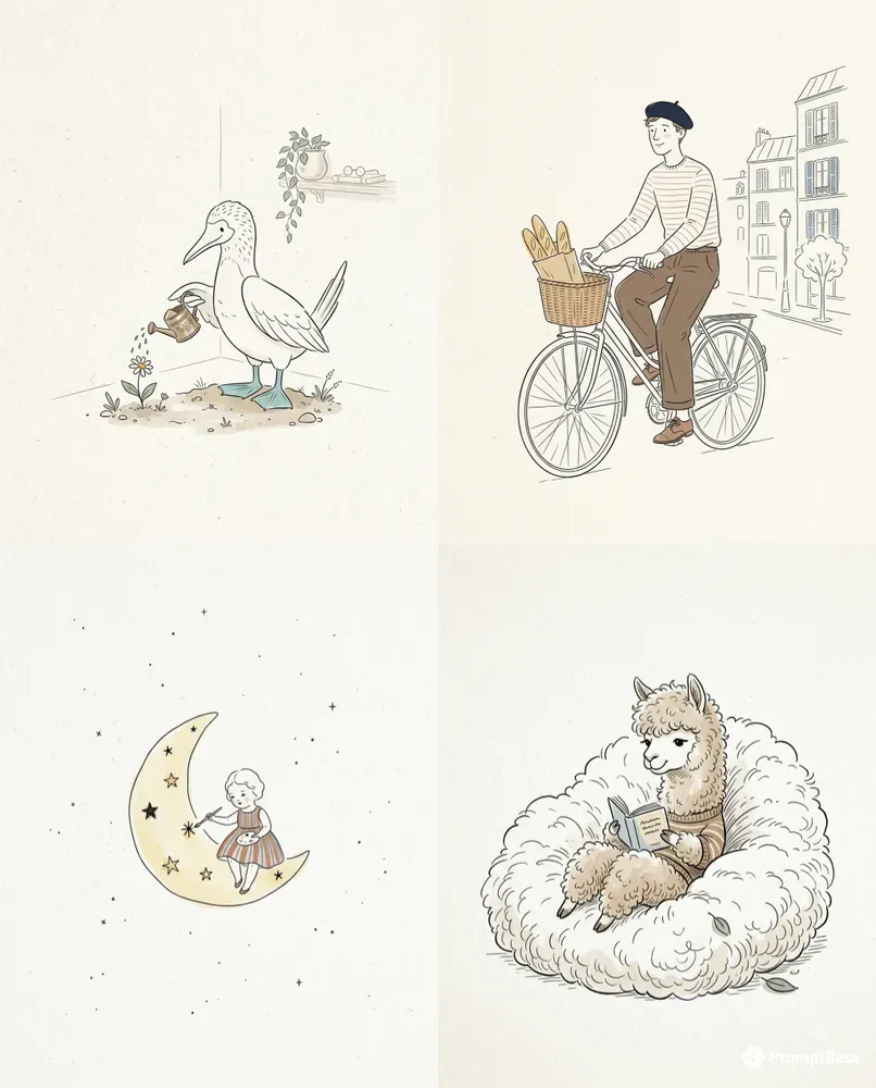 Minimalist Cozy Line Art Scenes Pods