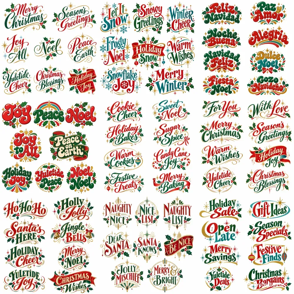 Retro Christmas Lettering Art Sets