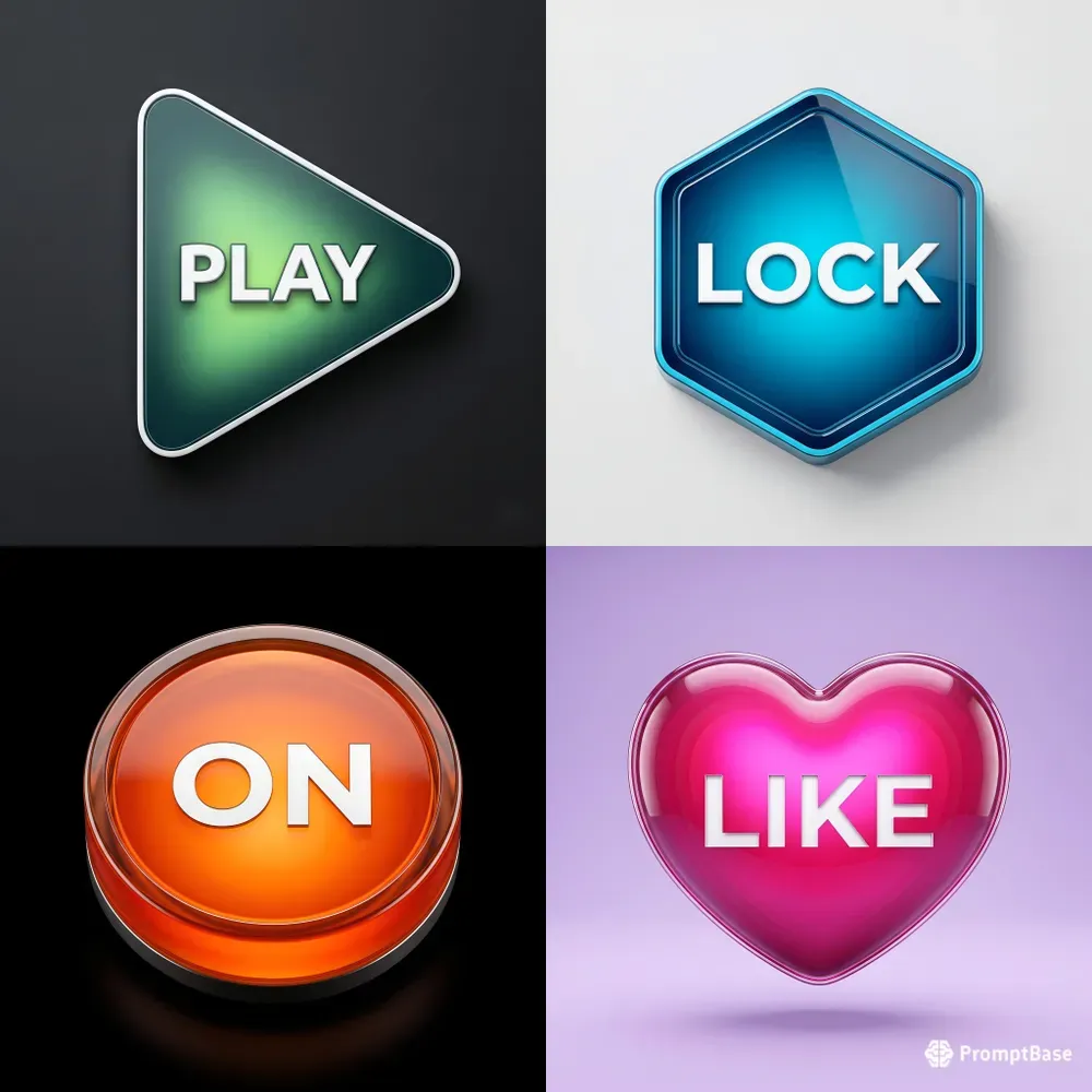Hyperreal 3D Glossy Button UI Generator