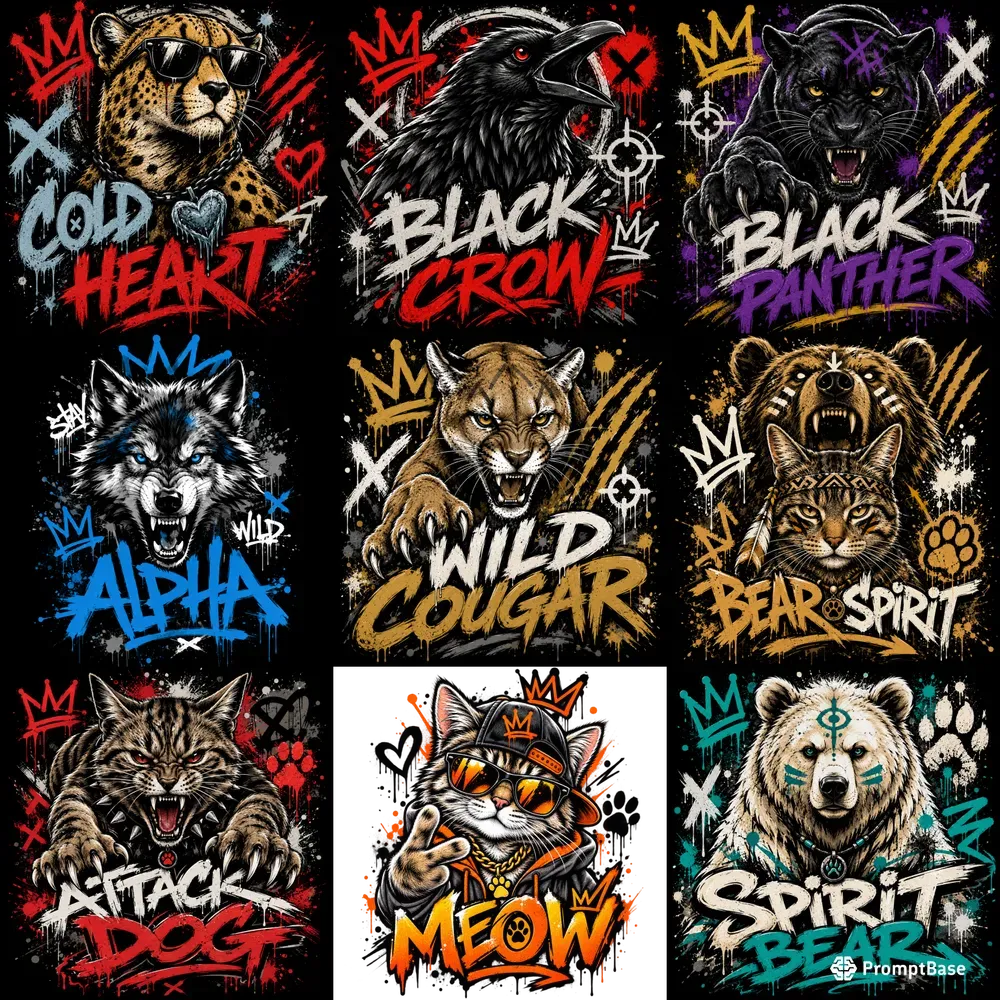 Urban Graffiti Animal Tshirts