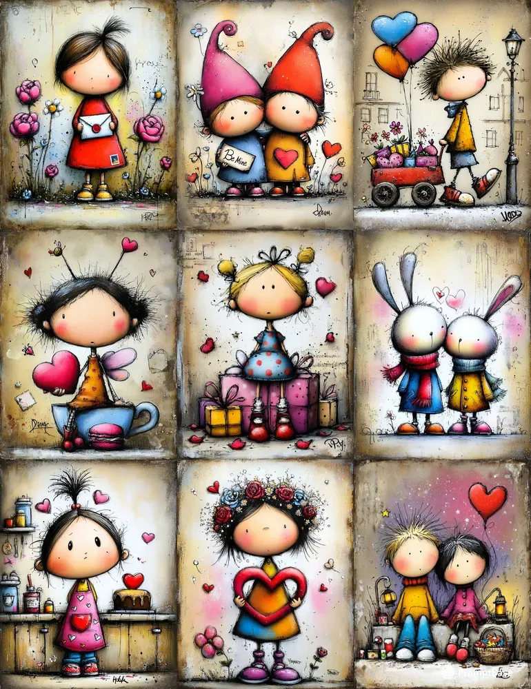 Valentine Storybook Junk Journal Pages
