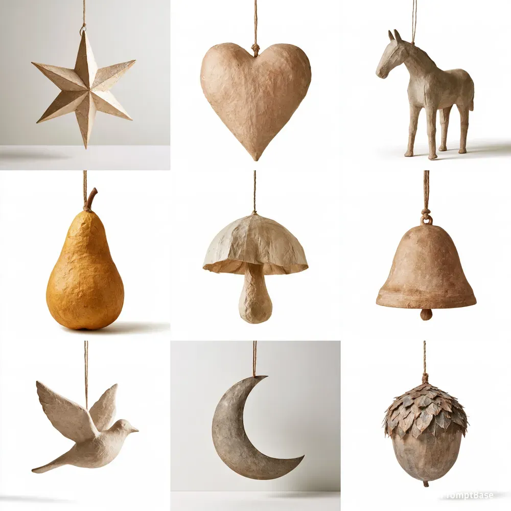 Rustic Papiermache Ornaments Clipart