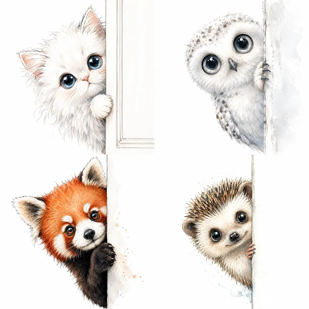 Peekaboo Whimsical Animal Portraits