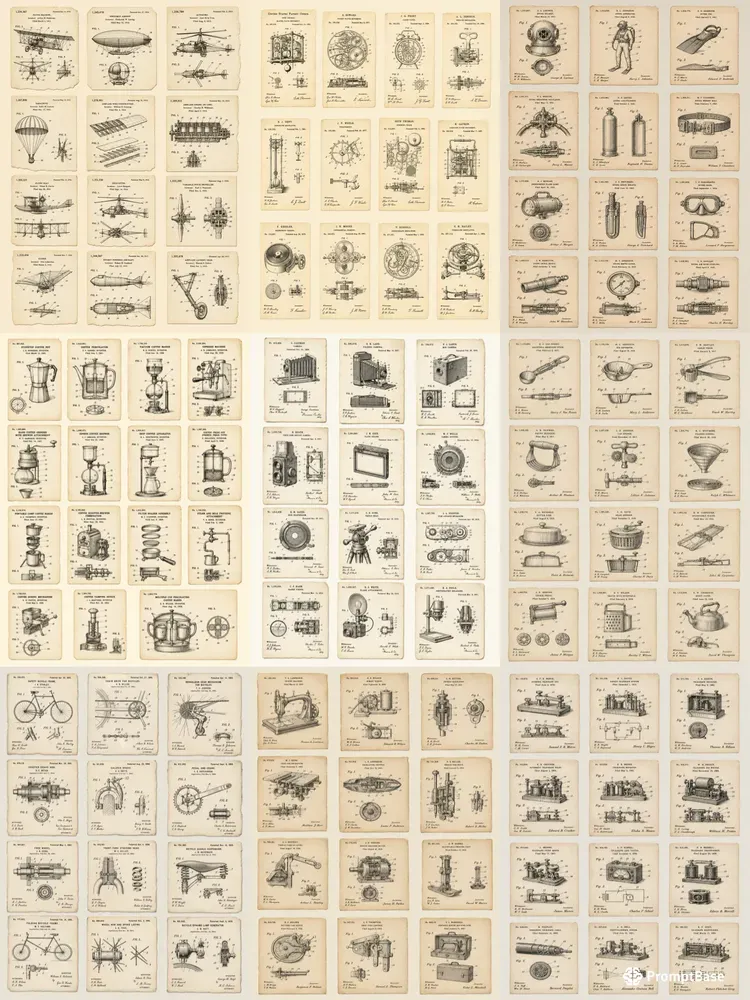 Vintage Patent Diagram Cutouts