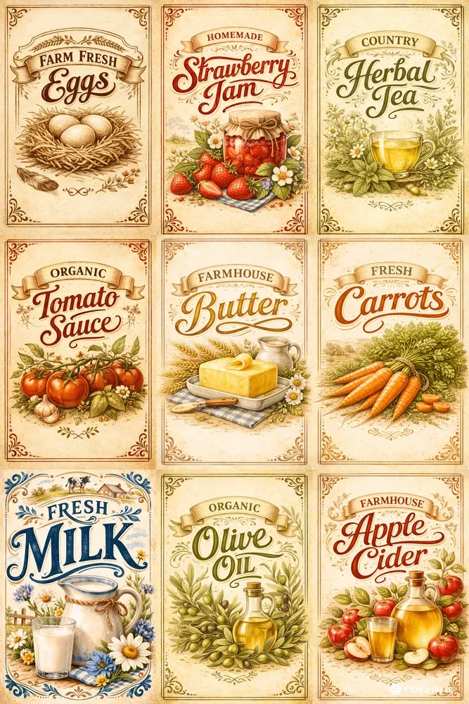 Vintage Organic Farm Kitchen Labels