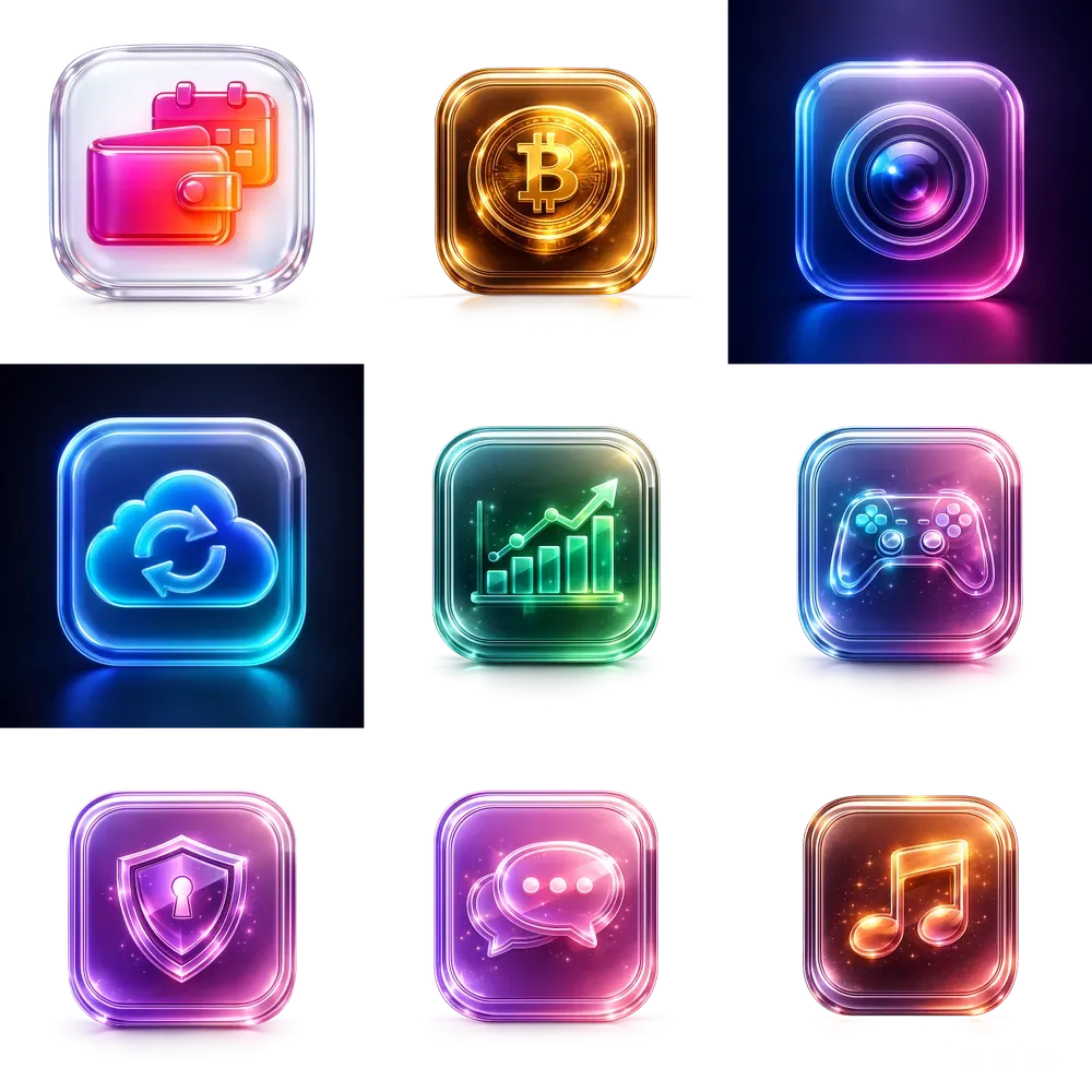 Glassmorphism 3D App Icons