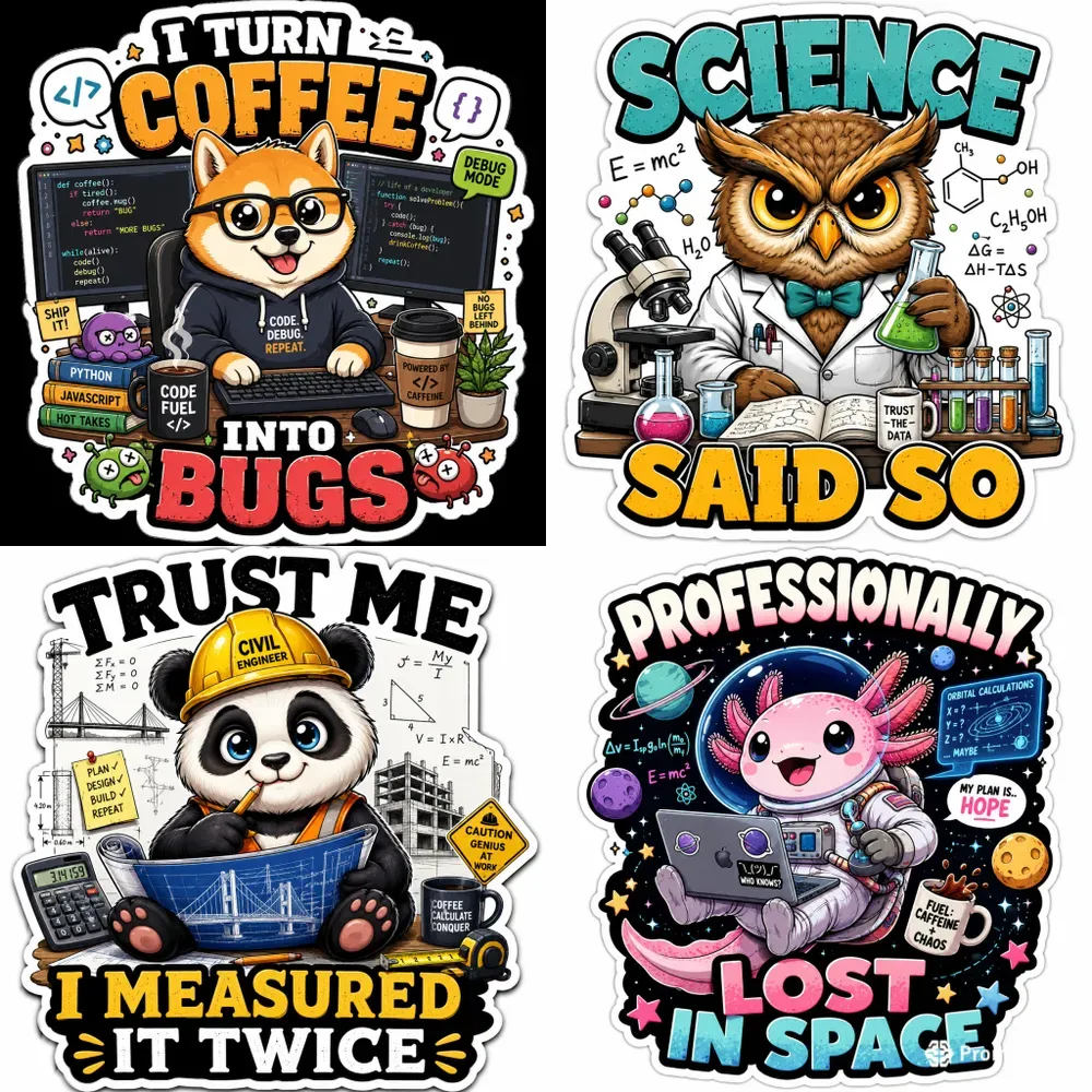 Geeky Animal Profession Stickers