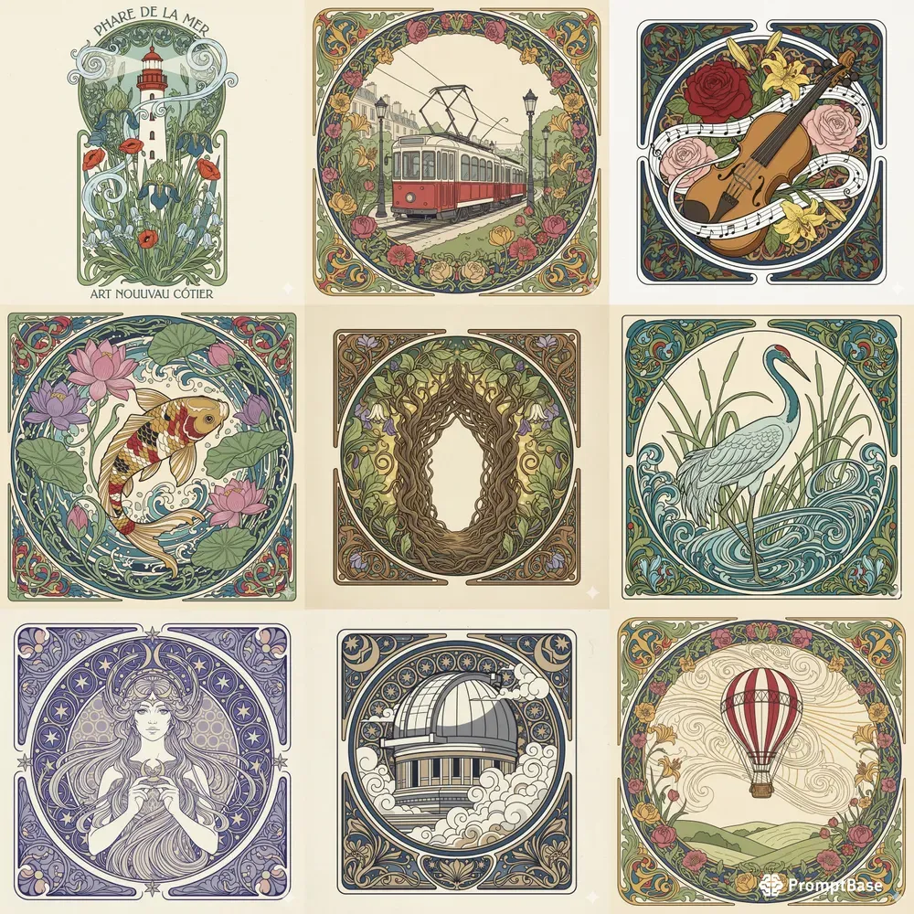 Line Art Nouveau Illustration Generator