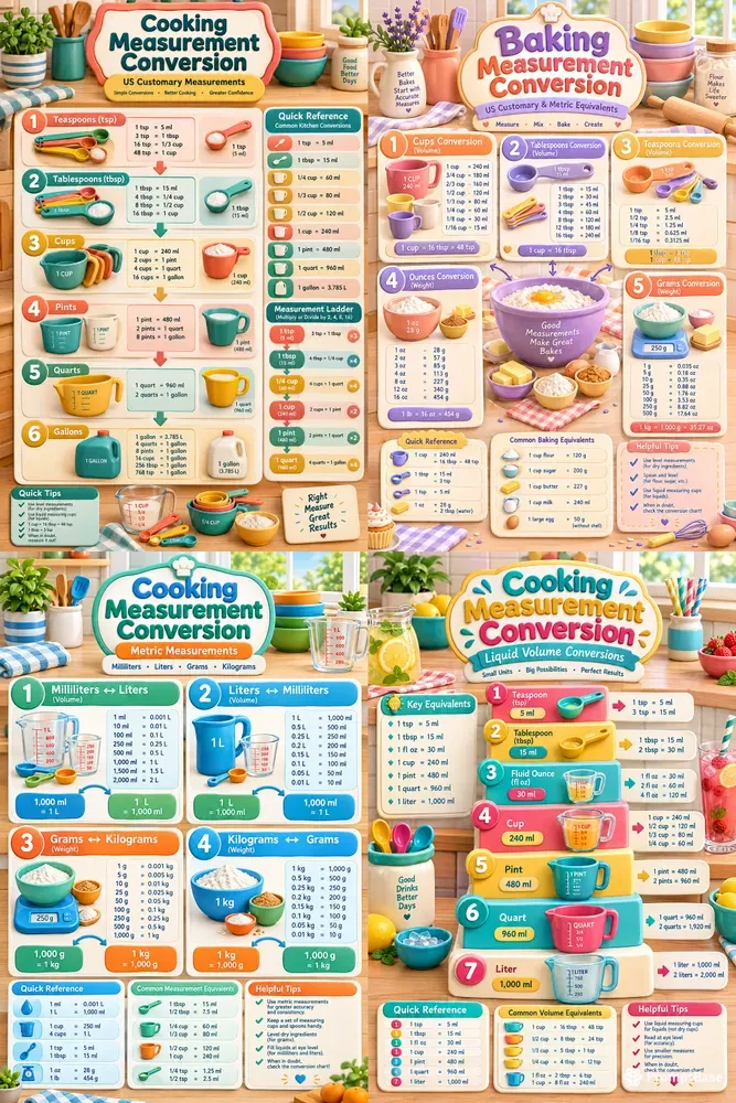 3D Cooking Conversion Charts