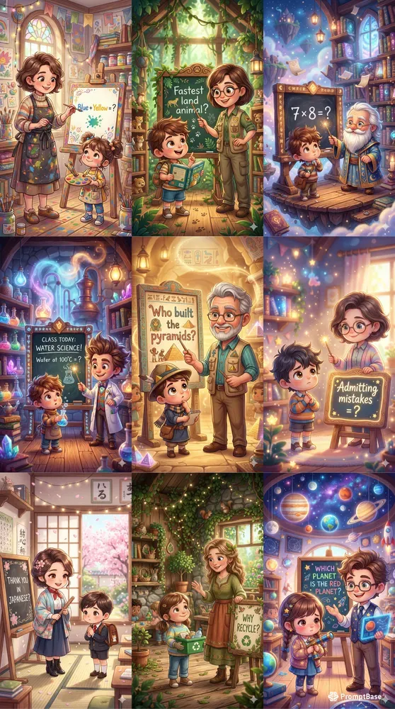 Chibi Education Fantasy Teacher Scenes