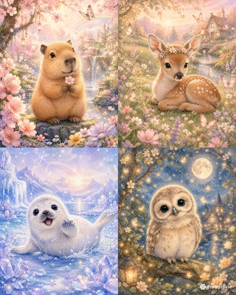 Whimsical Watercolor Baby Animals