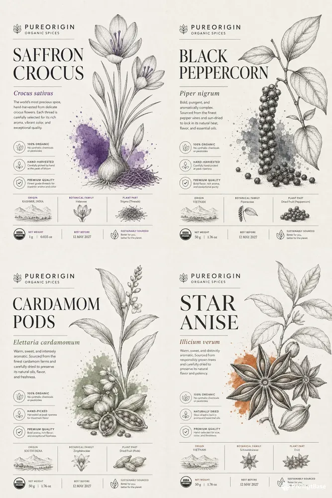 Organic Spice Label Fineline Sketchnotes