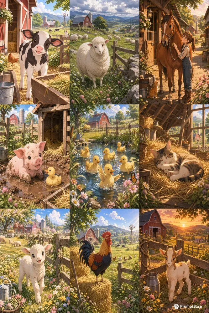 Farm Animals And Barnyard Anime Art