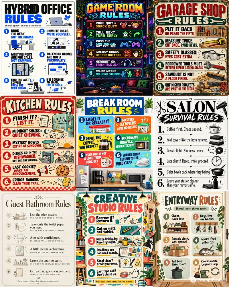 Funny House Rules Workplace Signs