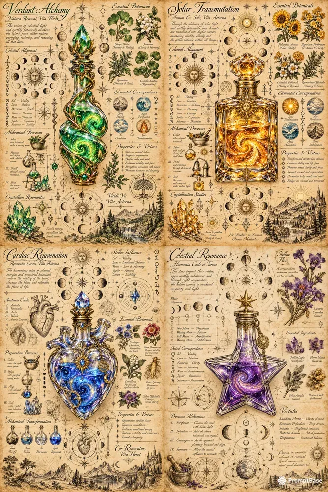 Mystic Alchemy Grimoire Formula Page Art