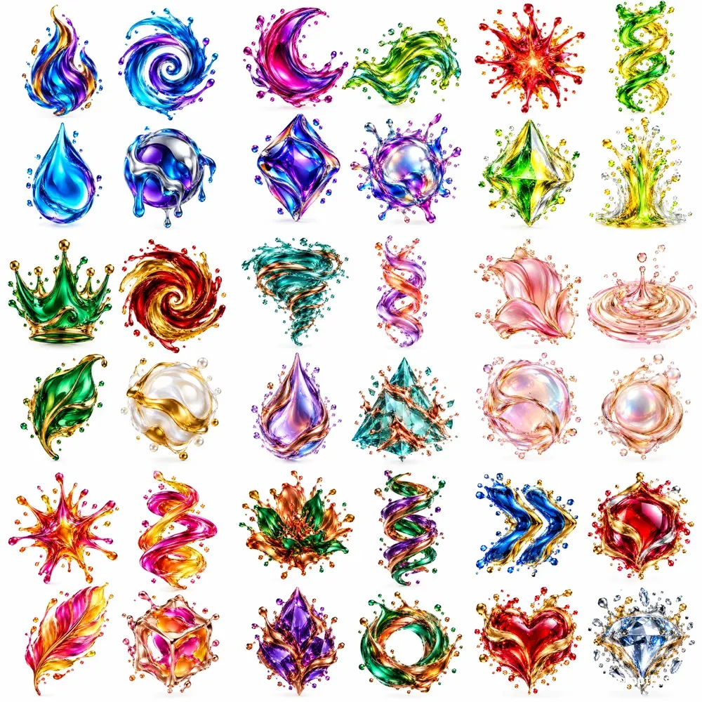 Photorealistic 3D Fluid Shape Icons