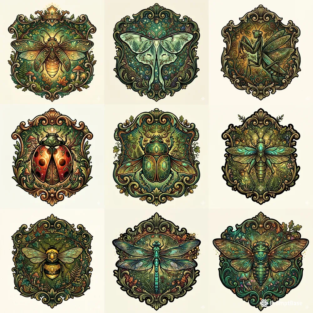 Fantasy Forest Insect Emblems