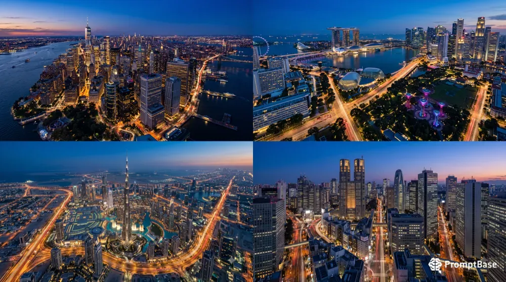 Modern City Grid Drone Views