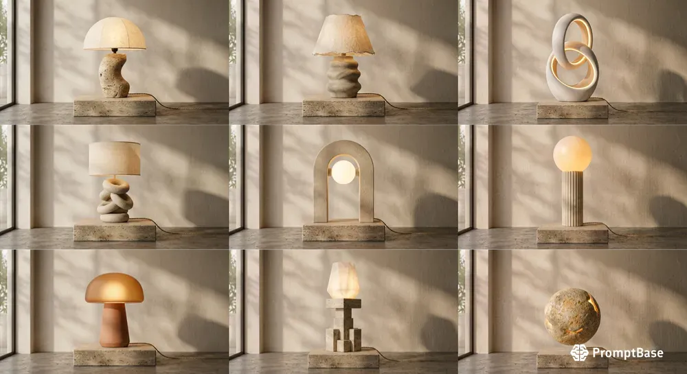 Modern Organic 3D Ceramic Table Lamps
