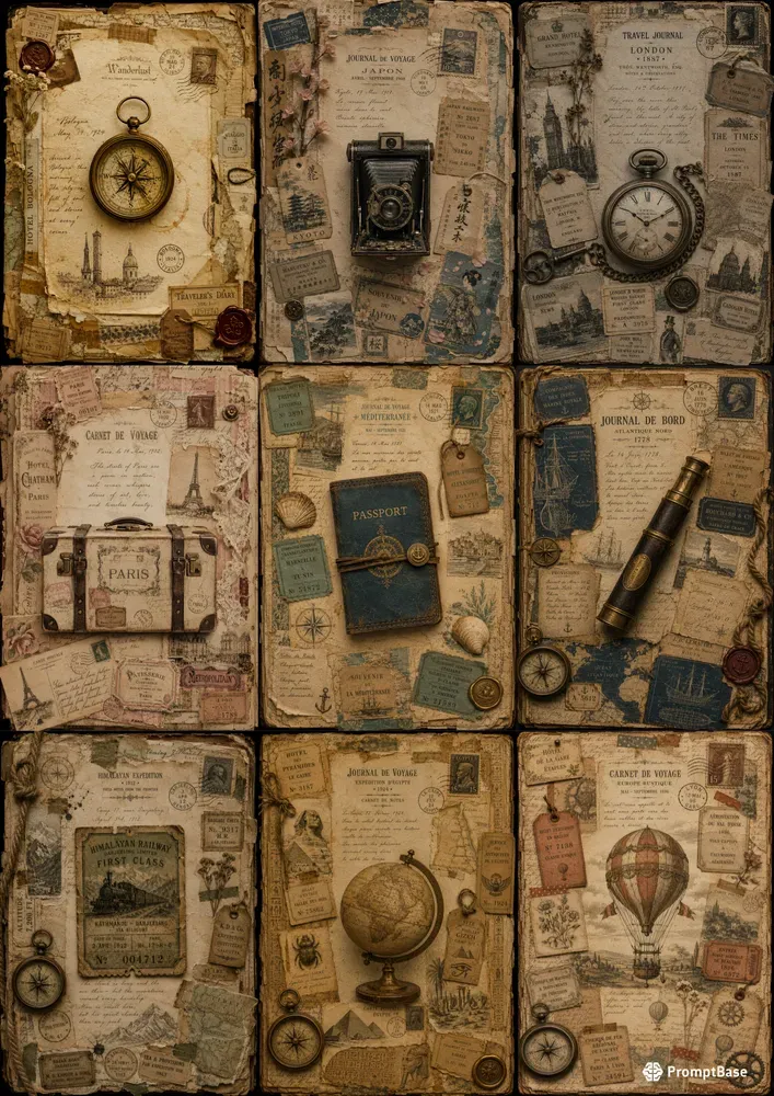 Vintage Travel Diary Ephemera
