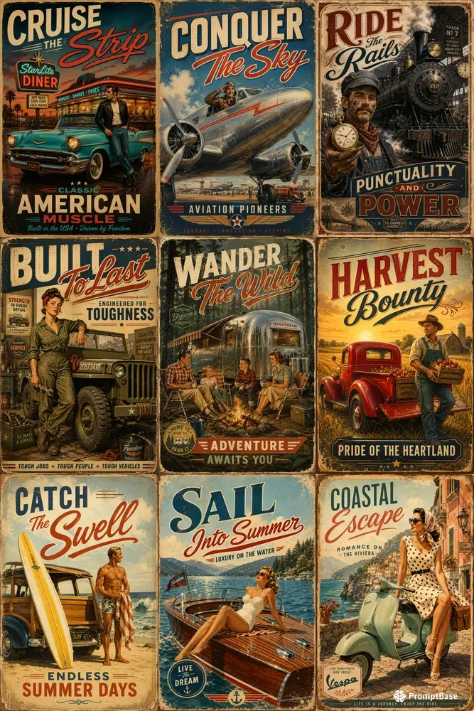 Vintage Americana Vehicle Posters