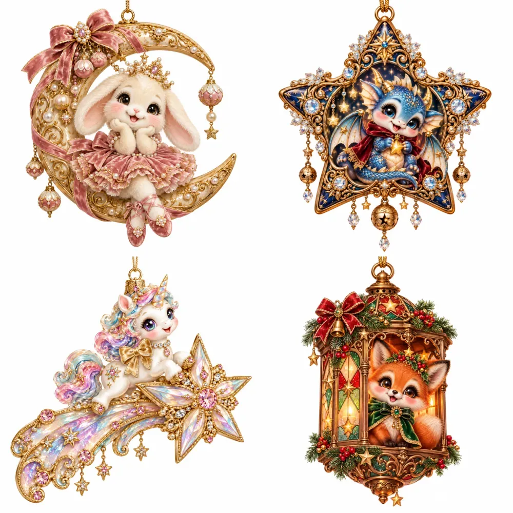 Whimsical Christmas Ornaments Clipart