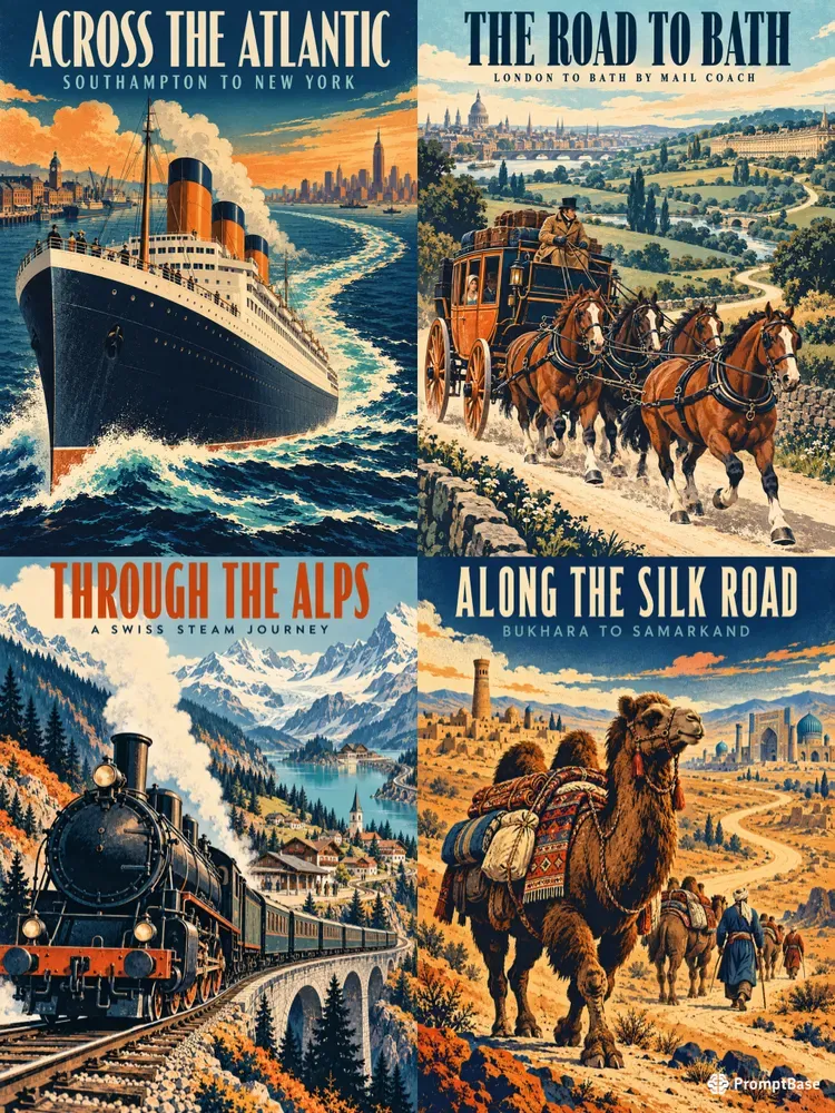 Vintage Historical Journey Posters